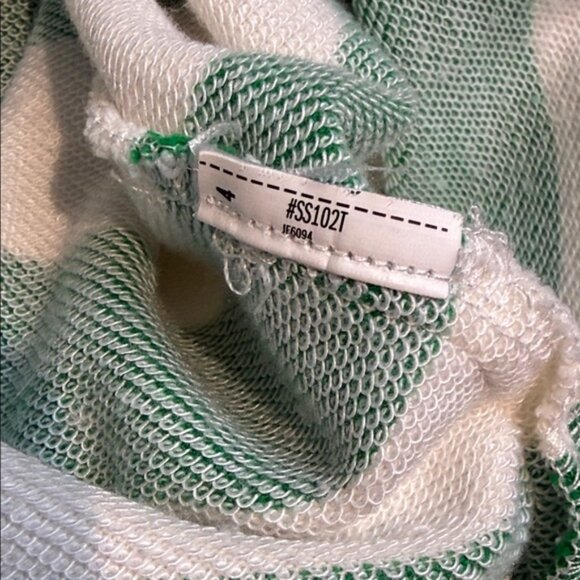 Anthropologie GREY LAB Green and White Striped Polo Shirt Size Medium - Picture 7 of 7